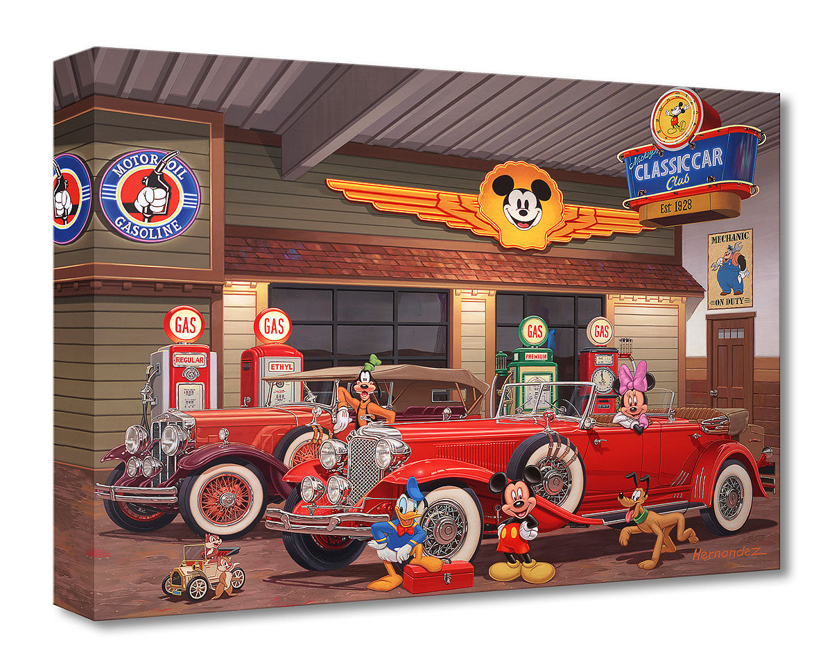 Mickey Mouse Minnie Mouse Walt Disney Fine Art Manuel Hernandez Limited Edition Treasures on Canvas Print TOC "Mickey Classic Car Club"