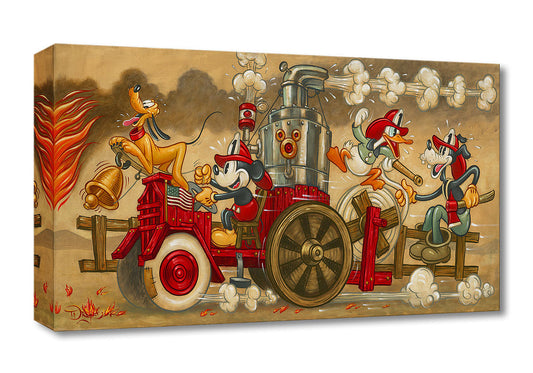 Mickey Mouse Fireman Walt Disney Fine Art Tim Rogerson Limited Edition Treasures on Canvas Print TOC "Mickey's Fire Brigade"