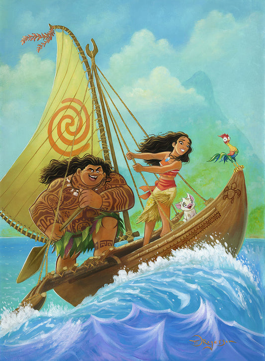 Moana Walt Disney Fine Art Tim Rogerson Signed Limited Edition of 195 on Canvas "Moana Knows the Way"