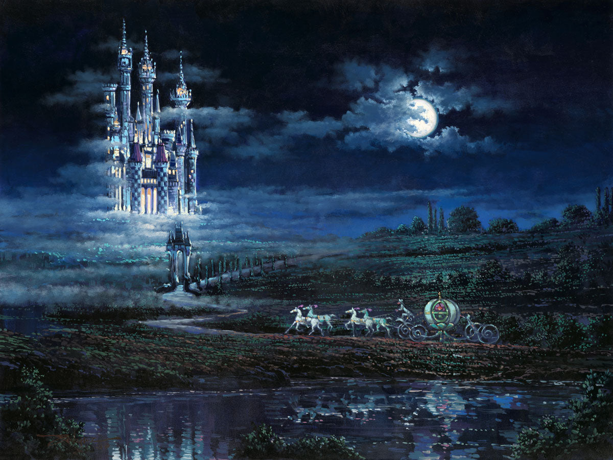 Cinderella Walt Disney Fine Art Rodel Gonzalez Signed Limited Edition of 195 on Canvas "Moonlit Castleh"