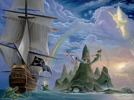 Peter Pan Walt Disney Fine Art Jared Franco Signed Limited Edition of 195 on Canvas "Neverland Unveiled"