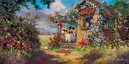 Mickey Mouse and Minnie Mouse Walt Disney Fine Art James Coleman Signed Limited Edition of 195 on Canvas "Our Old Familiar Place"