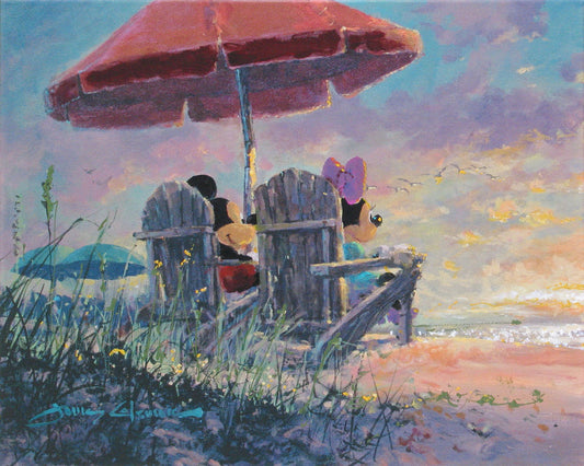Mickey Mouse and Minnie Mouse Walt Disney Fine Art James Coleman Signed Limited Edition of 295 on Canvas "Our Sunset"