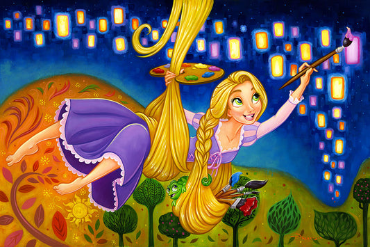 Tangled Walt Disney Fine Art Tim Rogerson Signed Limited Edition of 195 on Canvas "Painting Lights"