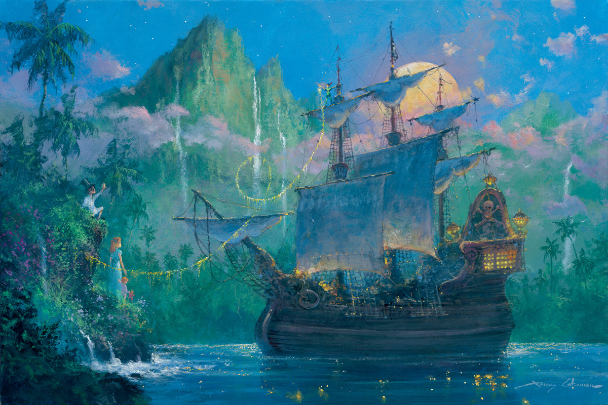 Peter Pan Walt Disney Fine Art James Coleman Signed Limited Edition of 395 on Canvas "Pan on Board"
