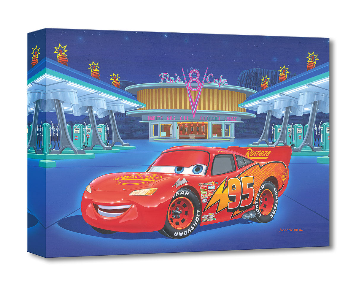 Cars Pixar Lightening McQueen Walt Disney Fine Art Manuel Hernandez Limited Edition Treasures on Canvas Print TOC "Pit Stop at Flo's"