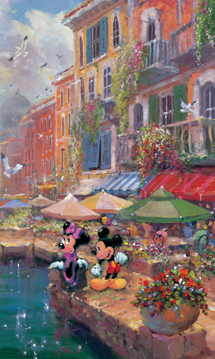 Minnie Mouse and Mickey Mouse Walt Disney Fine Art James Coleman Signed Limited Edition of 195 on Canvas "Romance on the Riviera"