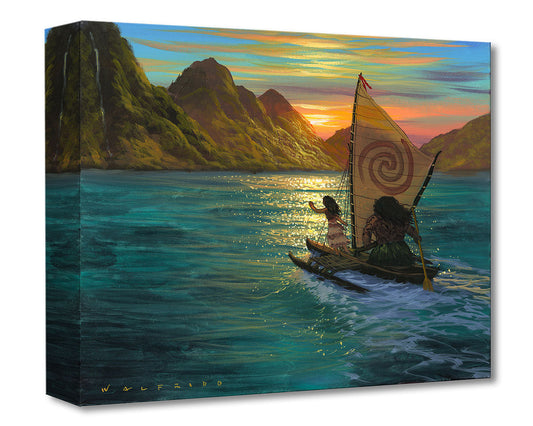 Moana and Maui Walt Disney Fine Art Walfrido Garcia Limited Ed of Treasures on Canvas Print TOC "Sailing Into the Sun"
