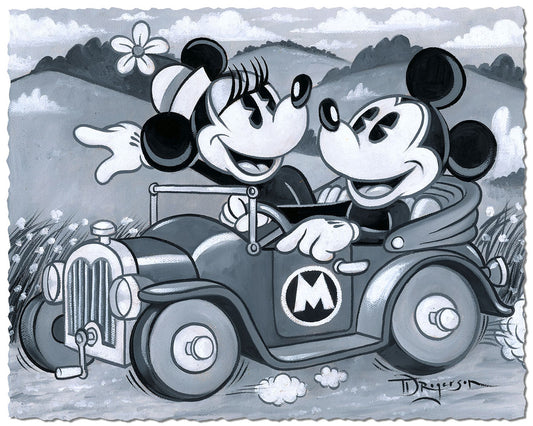 Mickey Mouse Minnie Mouse Walt Disney Fine Art Tim Rogerson Signed Limited Edition of 95 on Paper "Scenic Drive"