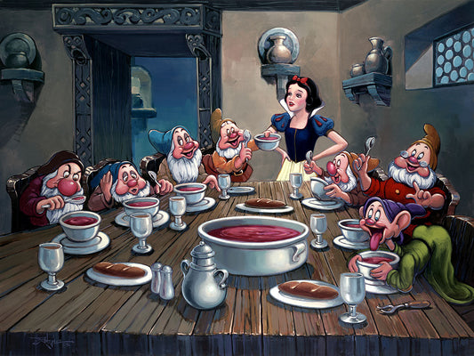 Snow White and the Seven Dwarfs Walt Disney Fine Art Rodel Gonzalez Signed Limited Edition of 30 on Canvas "Soup for Seven" PREMIERE Edition