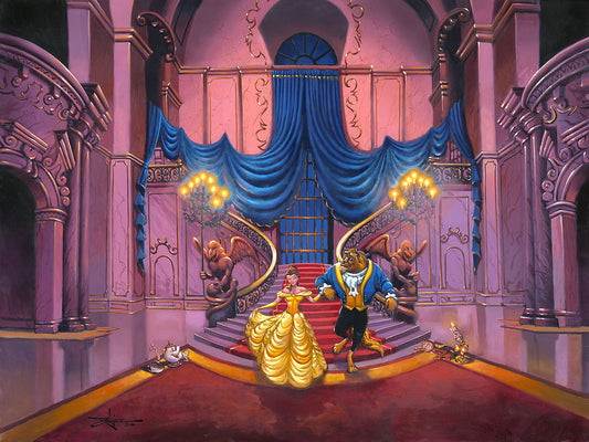 Beauty and the Beast Walt Disney Fine Art Rodel Gonzalez Signed Limited Edition of 195 on Canvas "Tale as Old as Time"