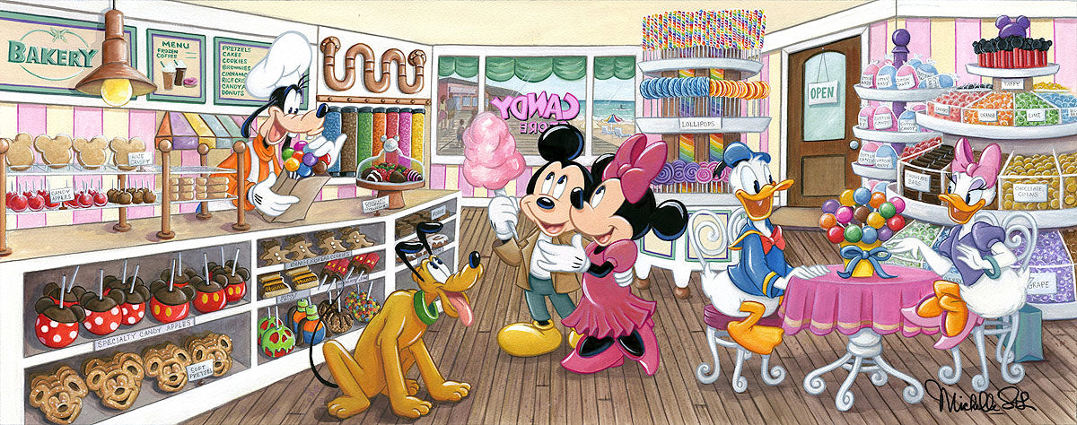 Mickey Mouse Walt Disney Fine Art Michelle St. Laurent Signed Limited Edition of 195 on Canvas "Trip to the Candy Store"