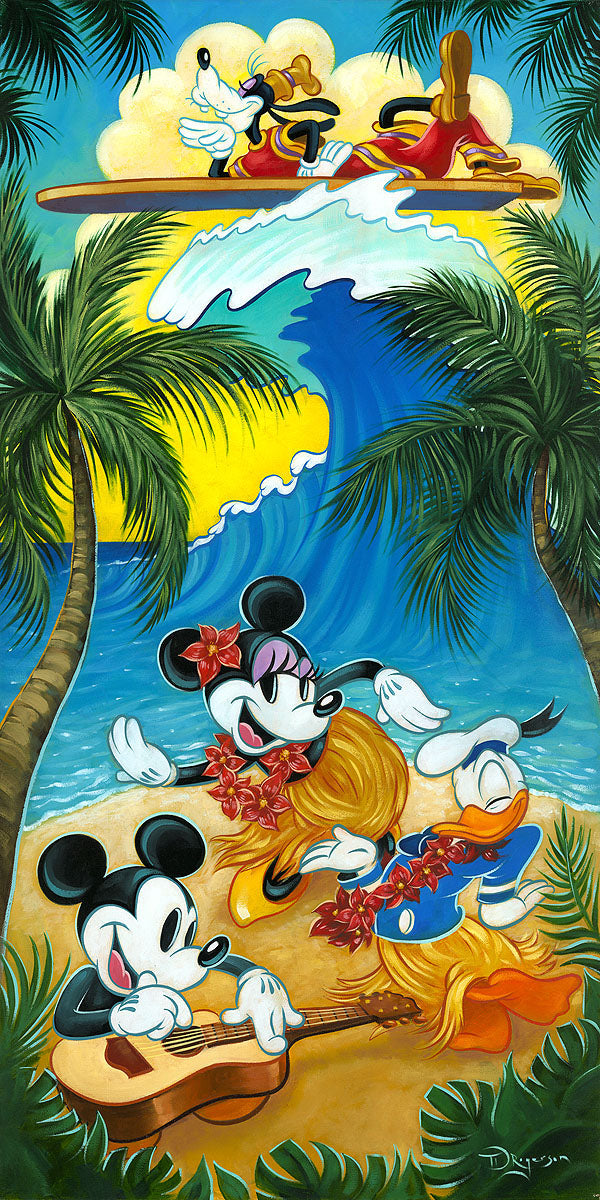 Mickey Mouse and Minnie Mouse Walt Disney Fine Art Tim Rogerson Signed Limited Edition of 195 on Canvas "Tropical Life"