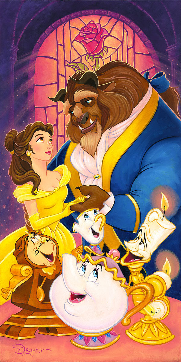 Beauty and the Beast Walt Disney Fine Art Tim Rogerson Signed Limited Edition of 195 on Canvas "True Love's Tale"
