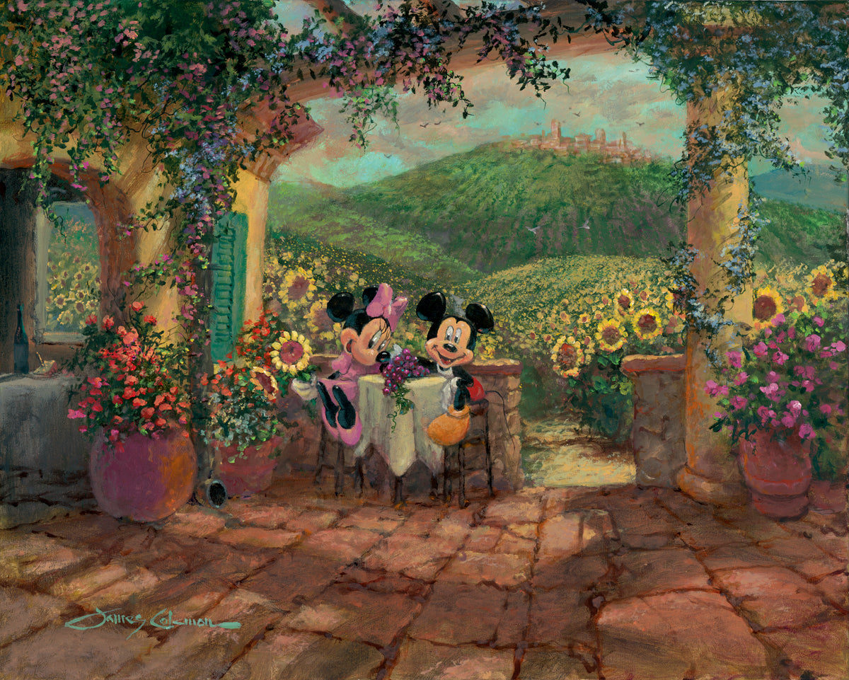 Mickey Mouse and Minnie Mouse Walt Disney Fine Art James Coleman Signed Limited Edition of 195 on Canvas "Tuscan Love"