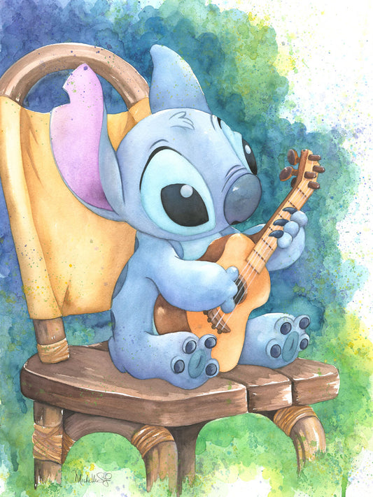 Stitch Walt Disney Fine Art Michelle St. Laurent Signed Limited Edition of 95 on Canvas "Ukulele Soloe"