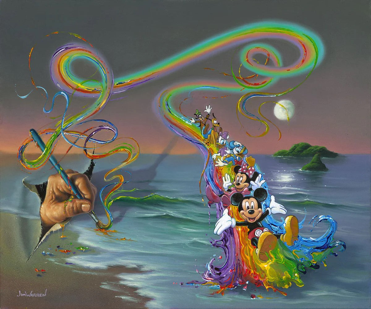 Mickey Mouse Walt Disney Fine Art Jim Warren Signed Limited Edition on Canvas of 50 "Walt's Colorful Creations"