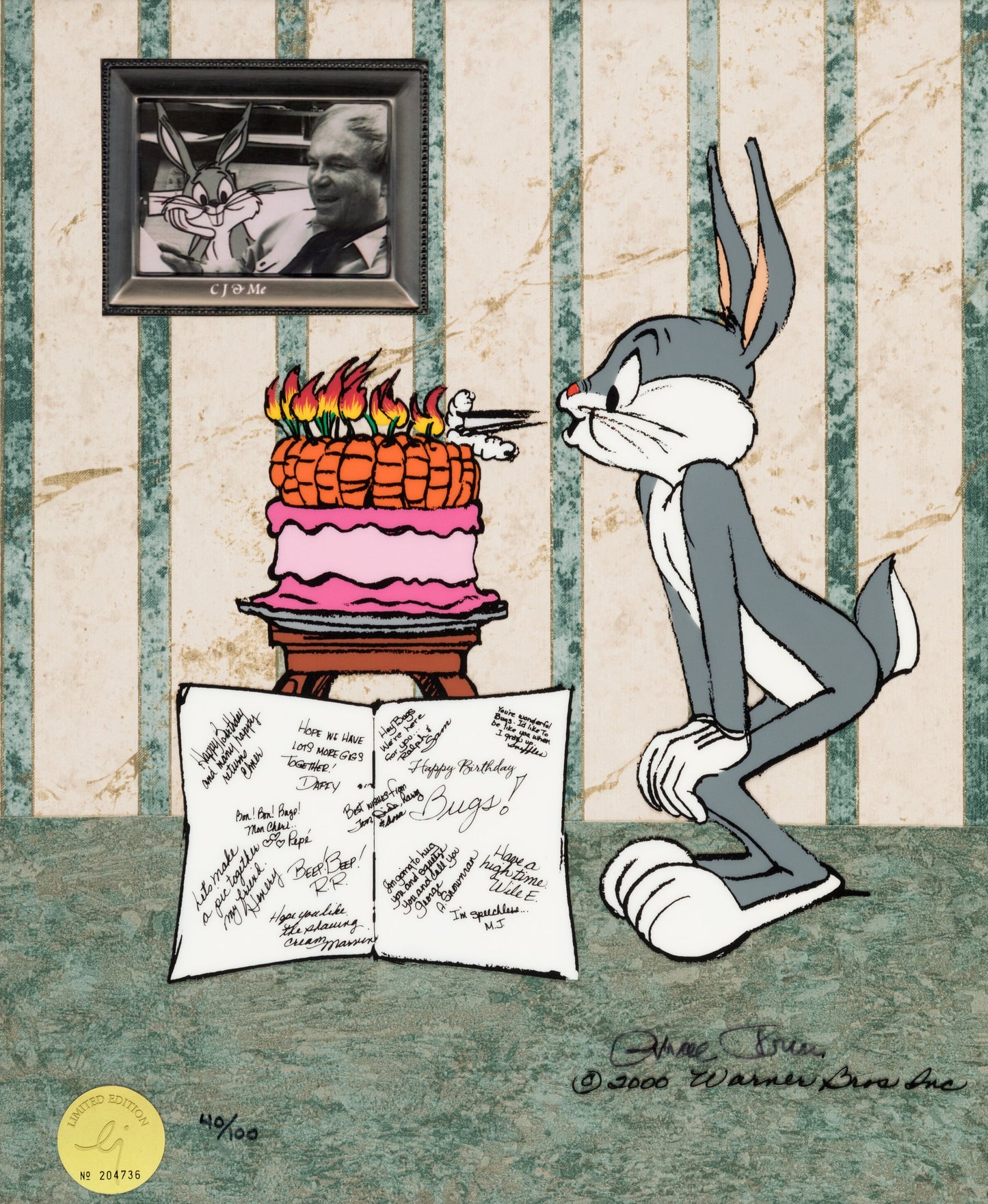 Chuck Jones SIGNED Bugs Bunny Carrot Cake Limited Edition Cel 40 out of 100 from 2000 SOLD OUT long ago