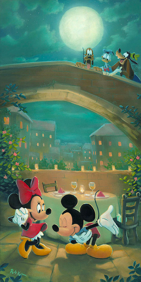 Mickey Mouse Minnie Mouse Walt Disney Fine Art Rob Kaz Signed Limited Edition of 195 on Canvas "Cuisine for Two"