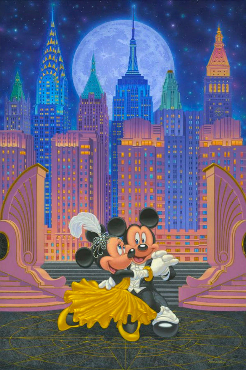 Mickey Mouse and Minnie Mouse Walt Disney Fine Art Manuel Hernandez Signed Limited Edition of 195 on Canvas "Dancing Under the Stars"