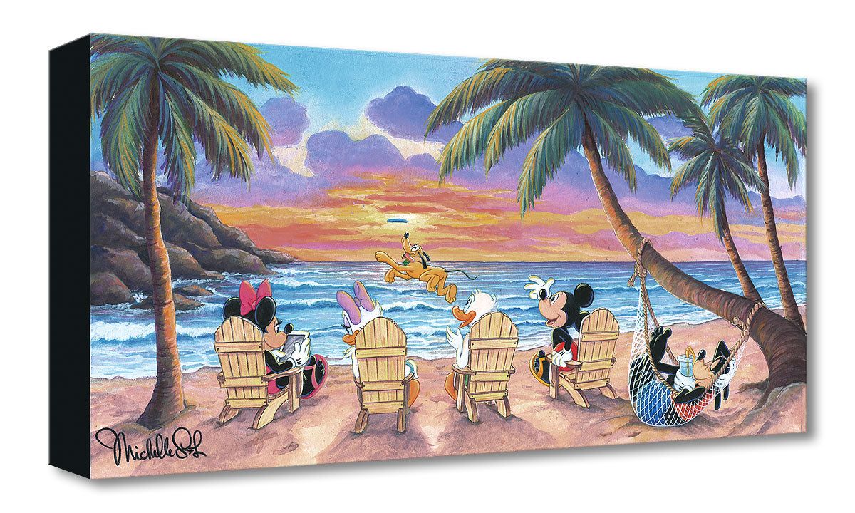 Mickey Mouse Donald Duck Walt Disney Fine Art Michelle St. Laurent Limited Edition of 1500 Treasures on Canvas Print TOC "Beautiful Day at the Beach"
