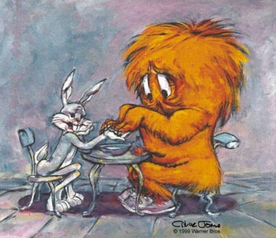 CHUCK JONES My Stars Warner Brothers Giclee Canvas Print Limited Edition of 250 Bugs Bunny and Gossamer at the Salon