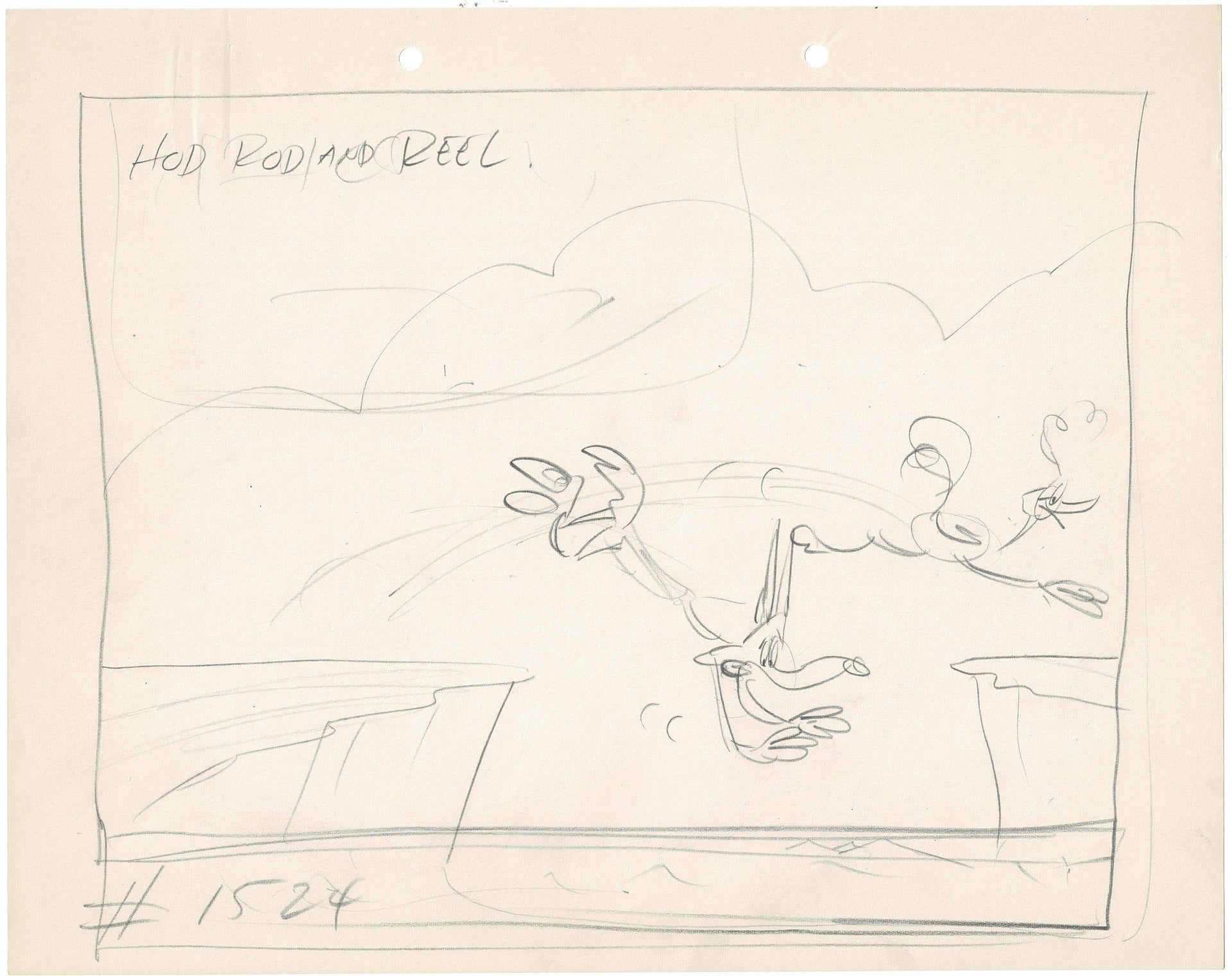 1950s Road Runner Wile E Coyote Looney Tunes Mike Maltese Production Publicity Lobby Card Sketch Warners Brothers from Willie Ito Estate hr
