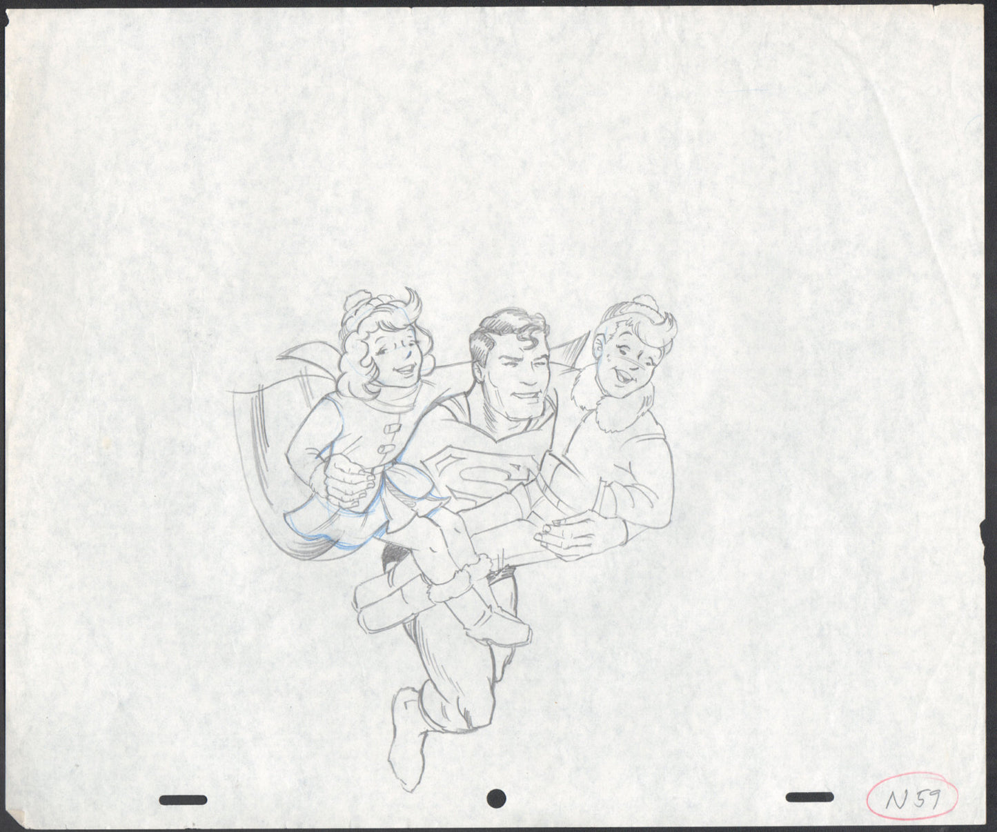 Superman VINTAGE production cel drawing COA 2*