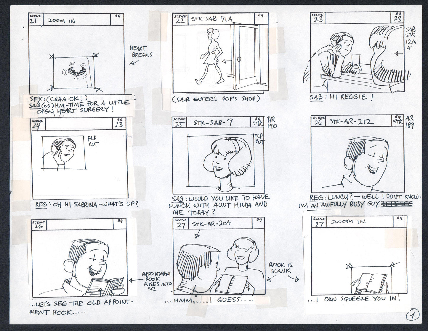 Sabrina 1970-71 Production Storyboard drawing animation art Filmation Page 4