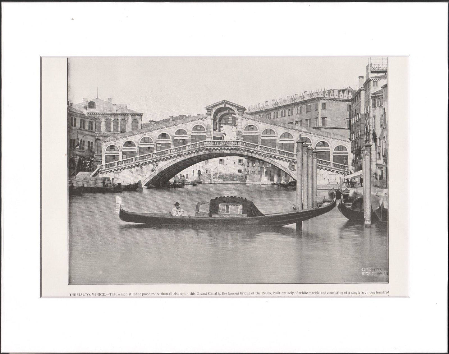 1892 Venice Italy RIALTO photograph print John L Stoddard Glimpses of the World