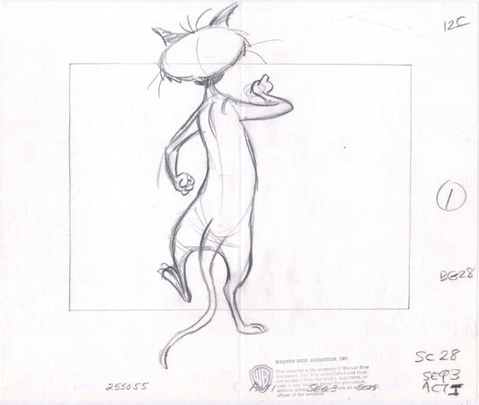 1981 Looney Tunes Warner Bros Animation cel layout drawing Clarence Looney Movie