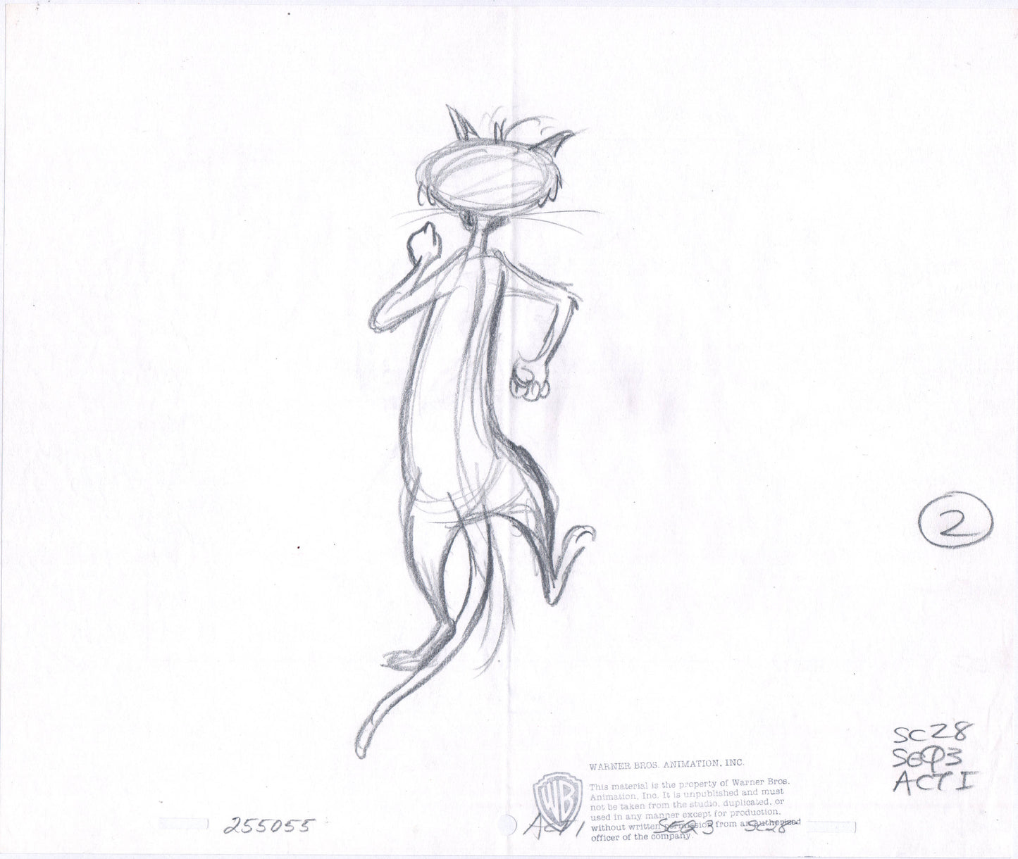 1981 Looney Tunes Warner Bros Animation cel layout drawing Clarence Looney Movie 2