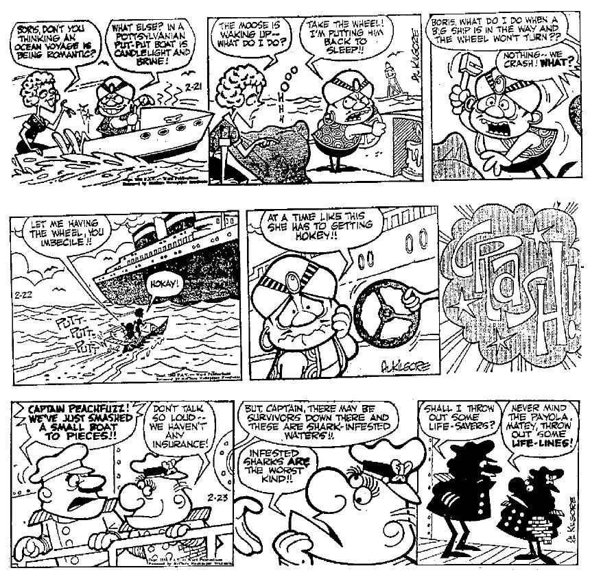 Rocky and Bullwinkle Original Ink Daily Comic Strip Art signed Al Kilgore 1963 ham