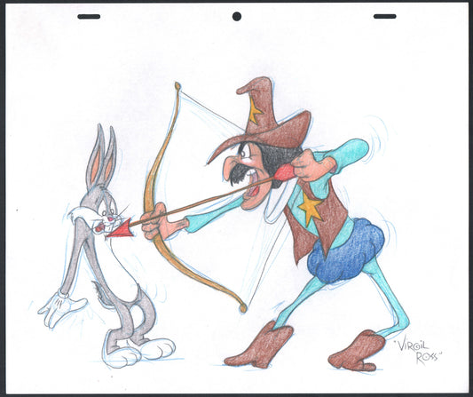 VIRGIL ROSS Bugs Bunny Hand-Drawn signed Warner Brothers COA