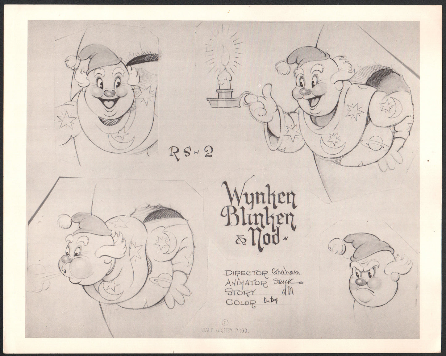 1938 Silly Symphonies Wynken Blynken and Nod Walt Disney production animation model sheet