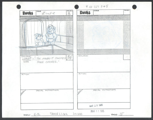 Star Wars: Ewoks season 1985 Original Production Pencil Animation Storyboard 5