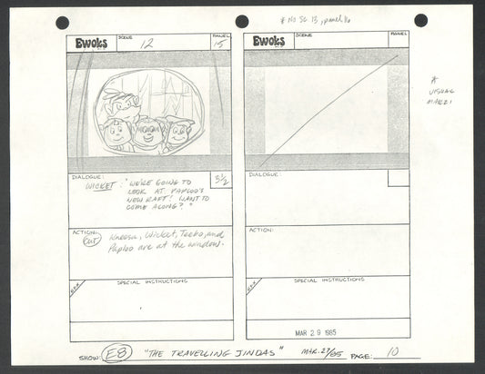 Star Wars: Ewoks season 1985 Original Production Pencil Animation Storyboard 10