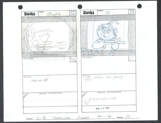 Star Wars: Ewoks season 1985 Original Production Pencil Animation Storyboard 14