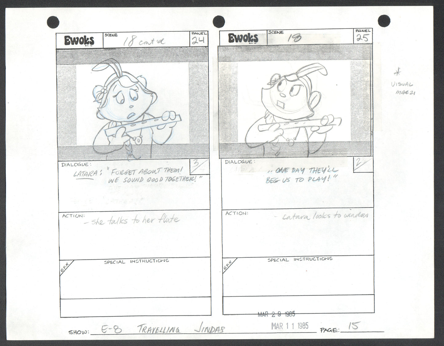 Star Wars: Ewoks season 1985 Original Production Pencil Animation Storyboard 15