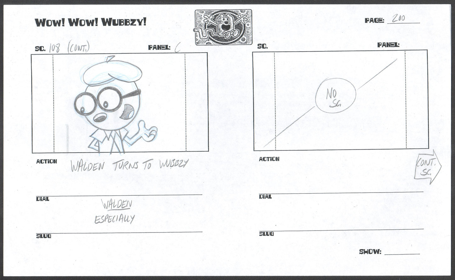 Wow! Wow! Wubbzy! Walden Original Production storyboard NICKELODEON p200