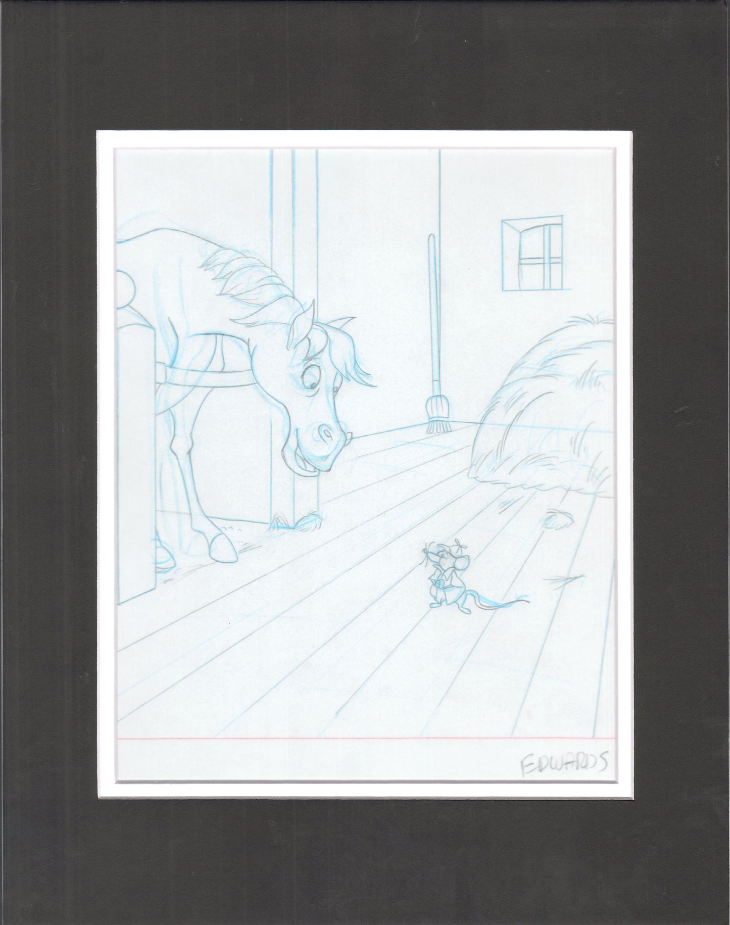 The Aristocats Page Illustration Hand-Drawing Signed by Ken Edwards