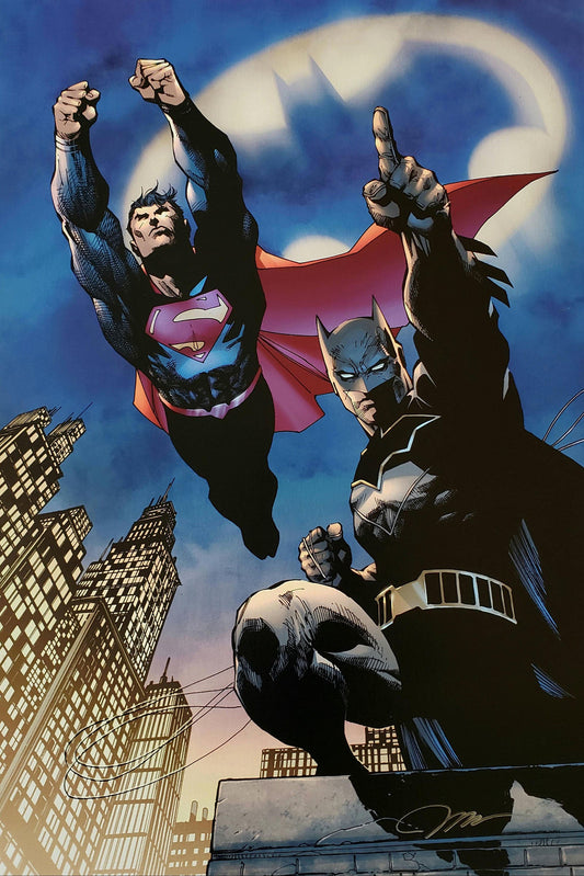 Jim Lee Signed Batman Superman Heroes Unite DC Giclee on Canvas Limited Edition of 100 80th Anniversary
