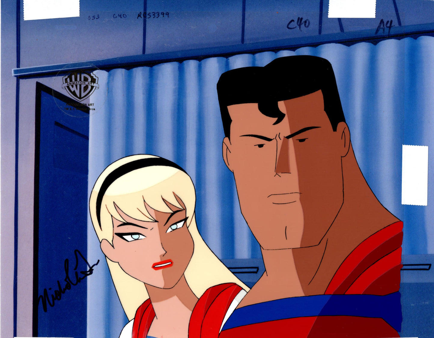 SUPERMAN The Animated Series Original production animation cel Supergirl DC Warner Brothers signed by Nicholle Tom 399
