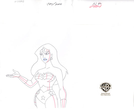 Justice League of America Wonder Woman Production Animation Cel Drawing from Warner Brothers 283 SEE BELOW