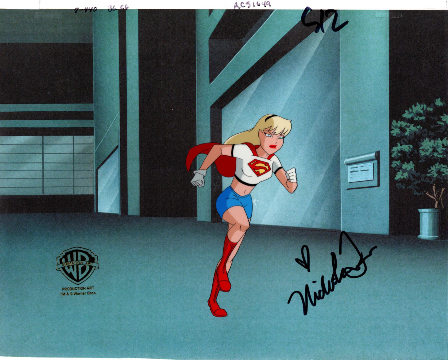 Superman The Animated Series production animation cel DC Warner Brothers SIGNED BY Nicholle Tom 1998 649