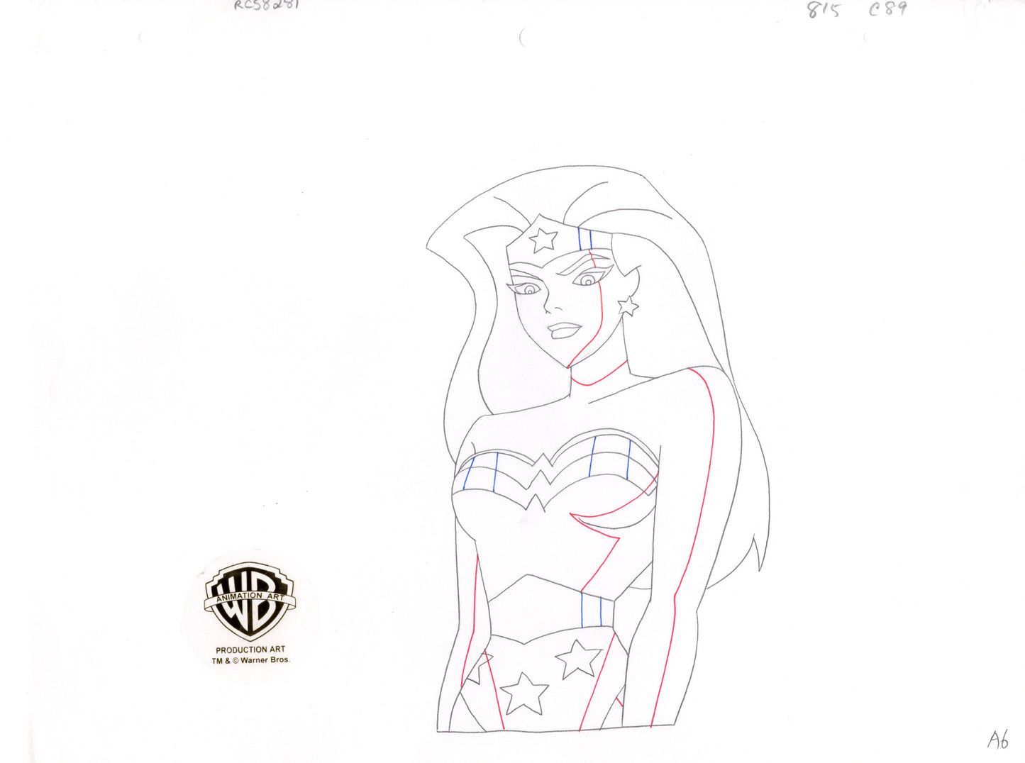 Justice League of America Wonder Woman Production Animation Cel Drawing from Warner Brothers 281