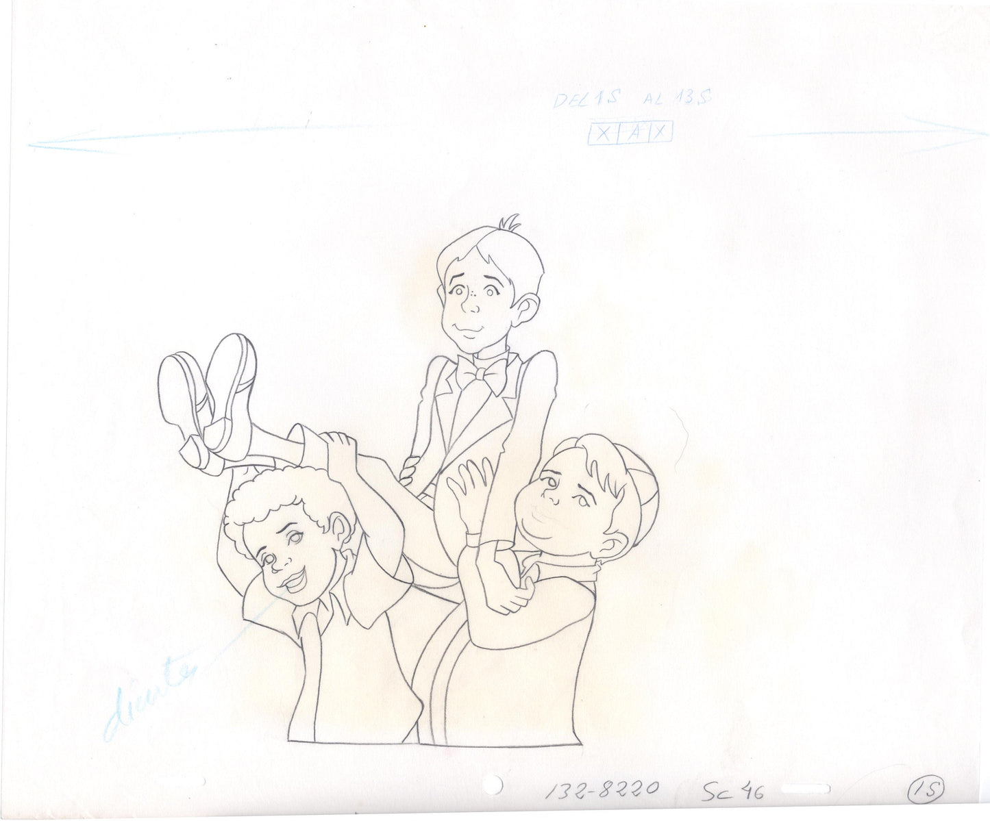 Little Rascals Production Animation Cel Drawing with Alfalfa from Hanna Barbera 1982-83 46