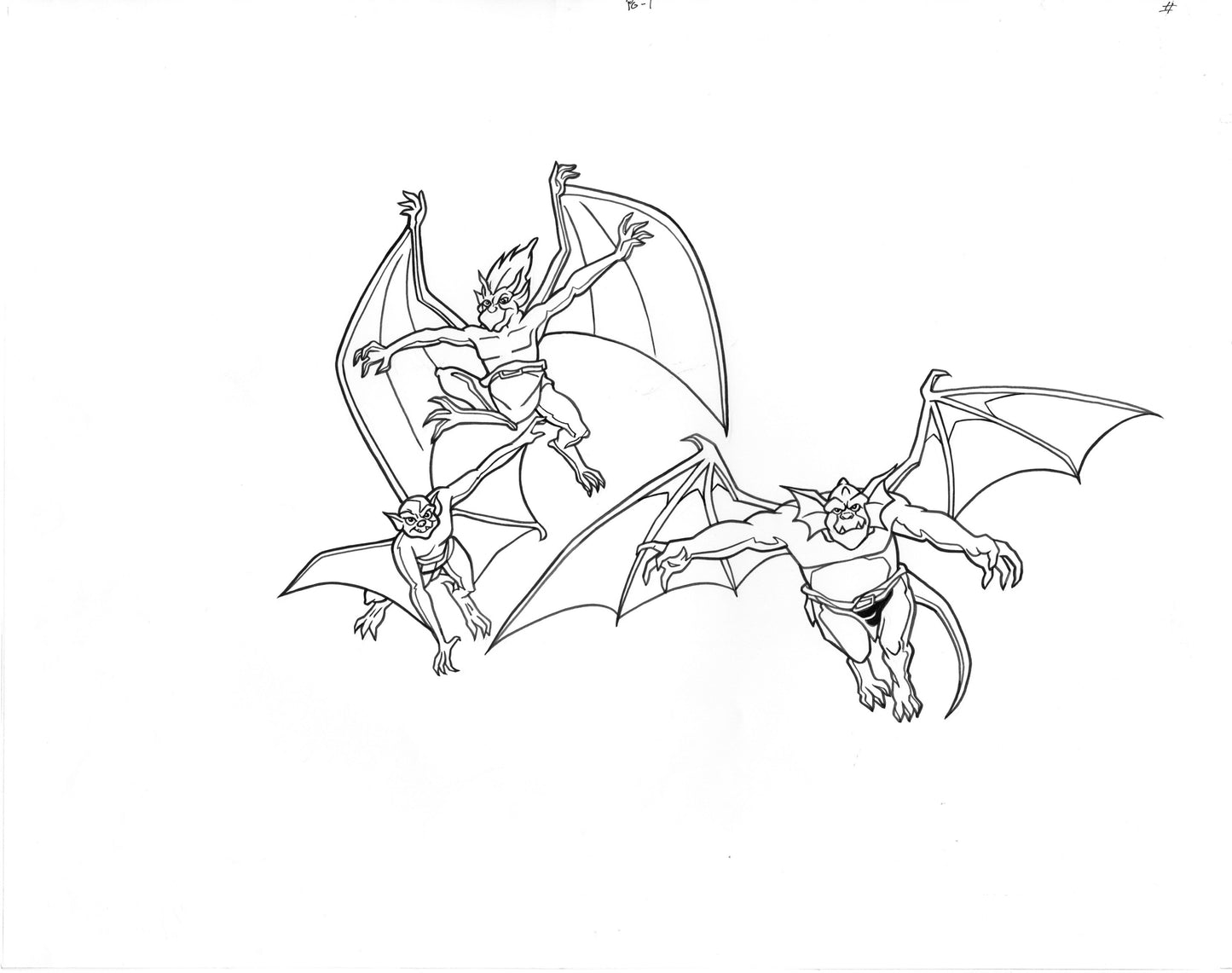 Gargoyles Book Page Original Illustration Hand-Inked Drawing 1996 page 1 Disney