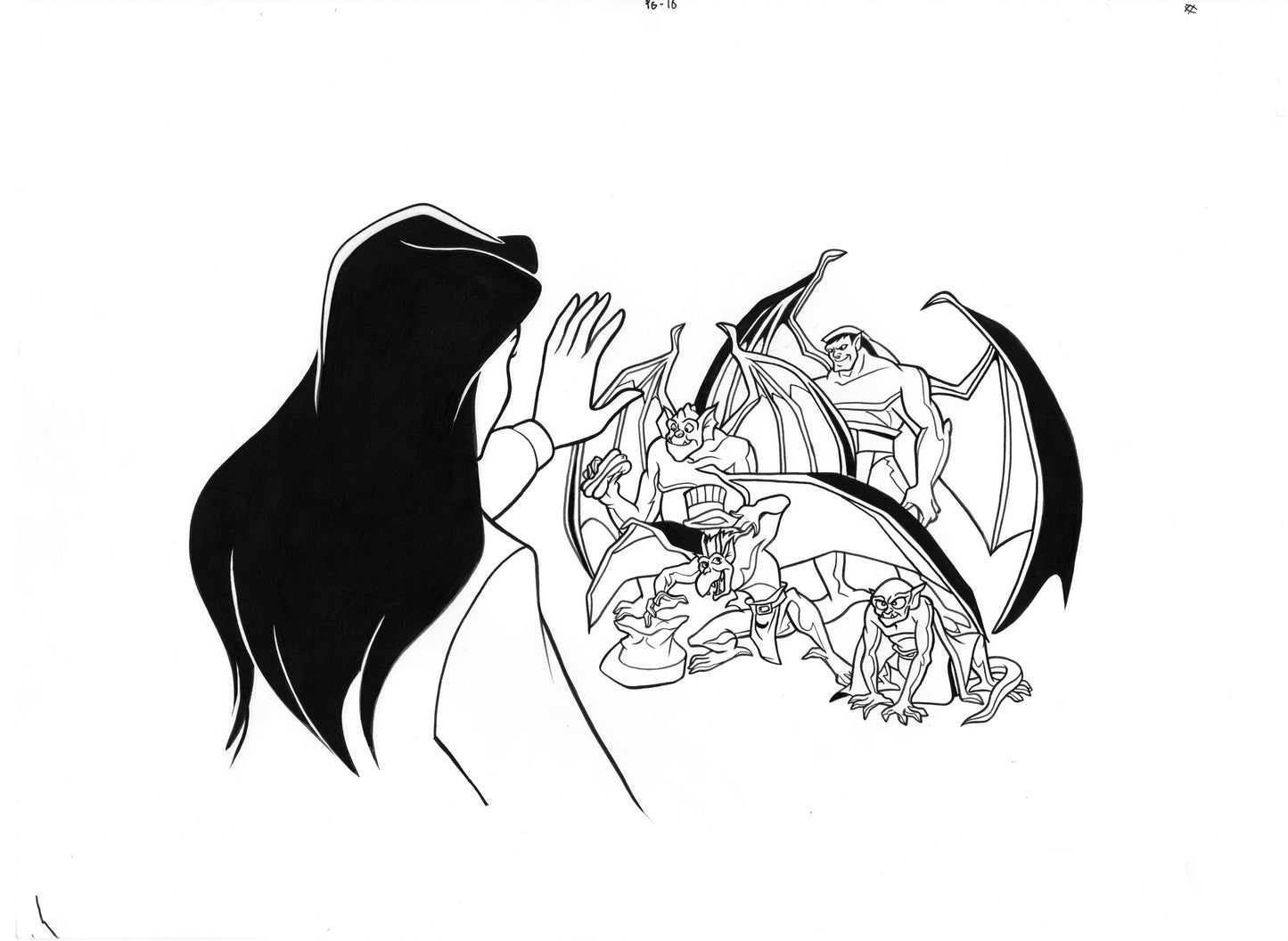 Gargoyles Book Page Original Illustration Hand-Inked Drawing 1996 page 16 Disney