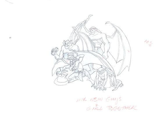 Gargoyles Book Page Origina Hand-Drawn Illustration 1996 page cr Disney